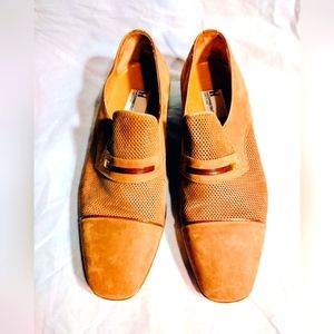MORESCHI Eyelet Loafer Dress Shoe Suede, Handmade in Italy Men's Slip-on Sz 9
